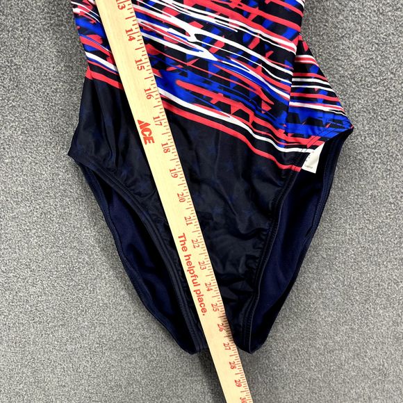 TYR Swimsuit Womens 30 Blue Red One Piece Cutout Fit Open Back - Picture 4 of 11